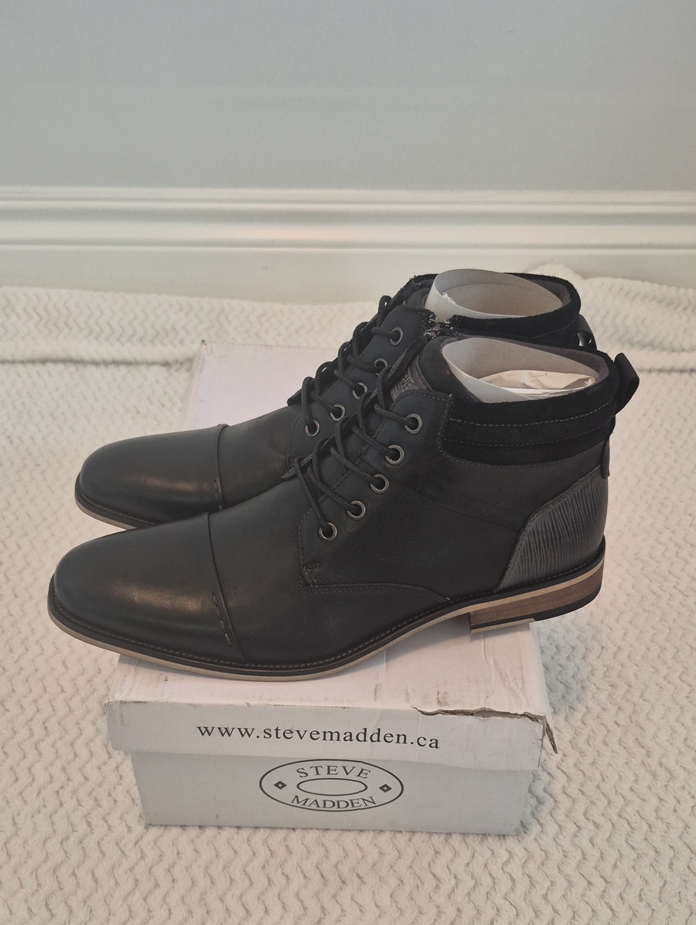 Steve Madden Black Men's Lace-Up Ankle Boots